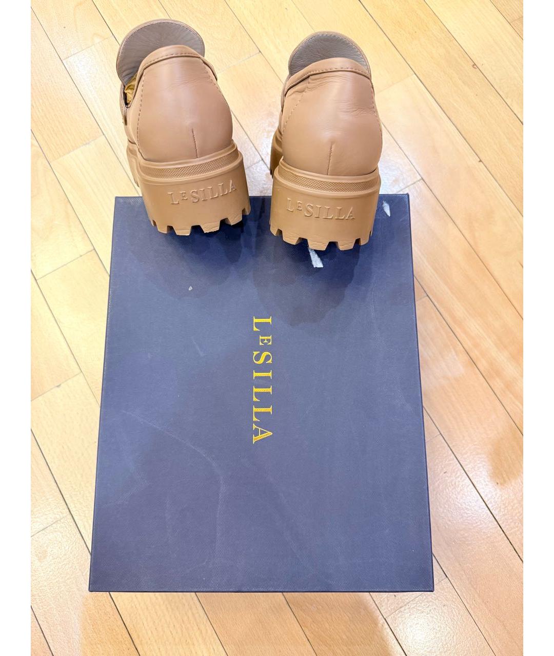 LE SILLA Бежевые кожаные лоферы, фото 4