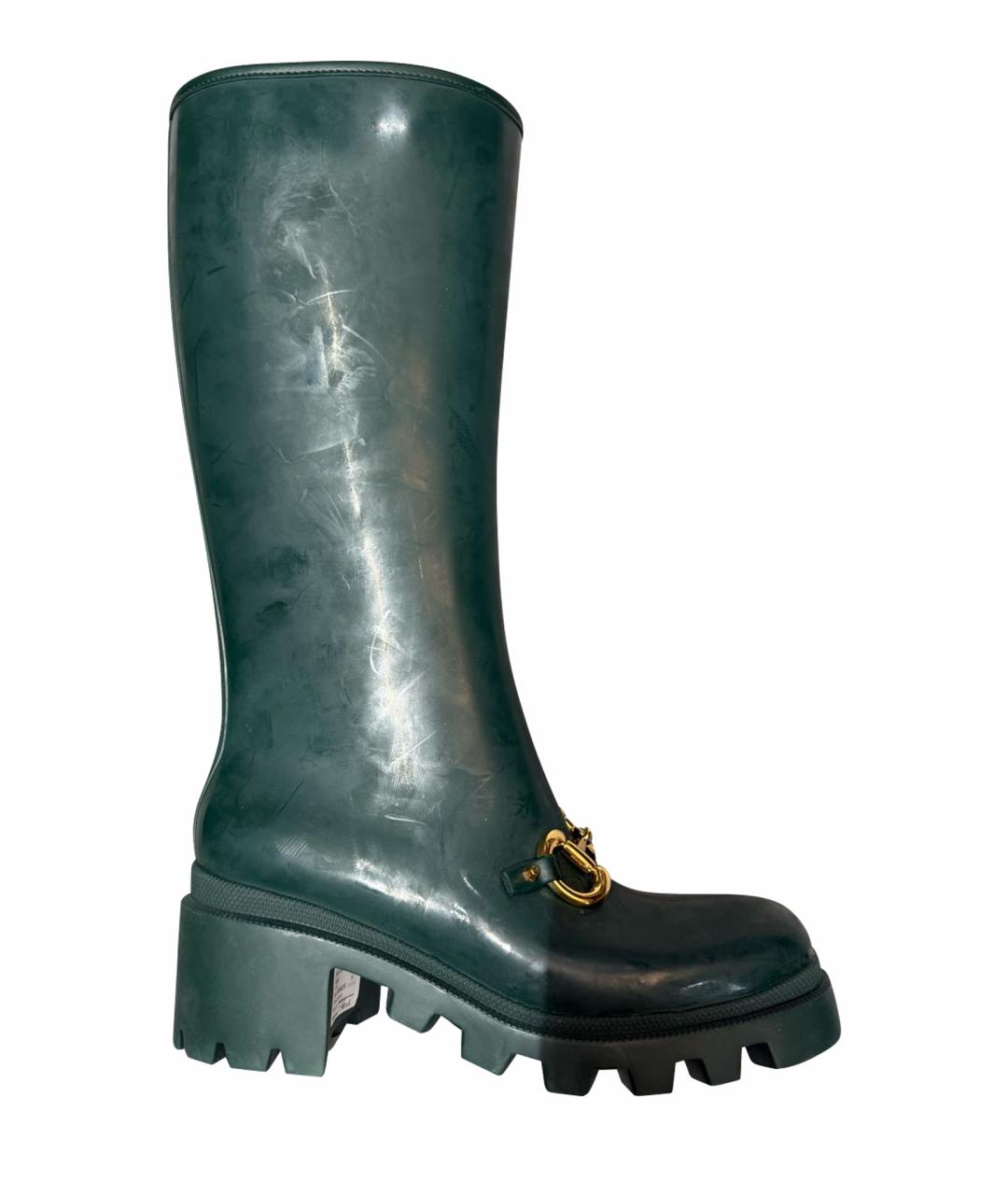 GUCCI Зеленые резиновые сапоги, фото 1