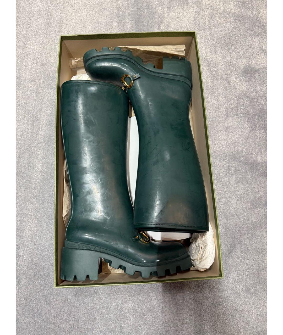 GUCCI Зеленые резиновые сапоги, фото 5