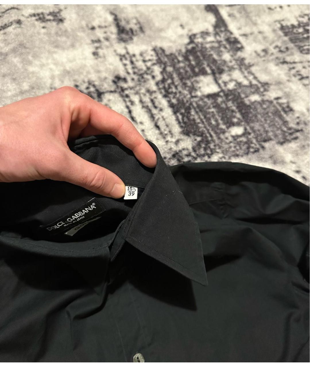DOLCE&GABBANA Черная хлопковая классическая рубашка, фото 7