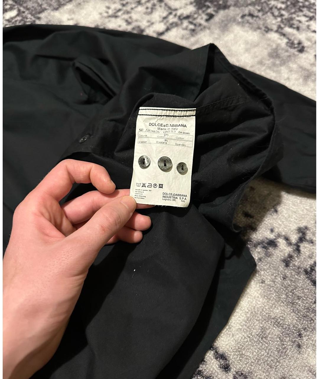 DOLCE&GABBANA Черная хлопковая классическая рубашка, фото 8