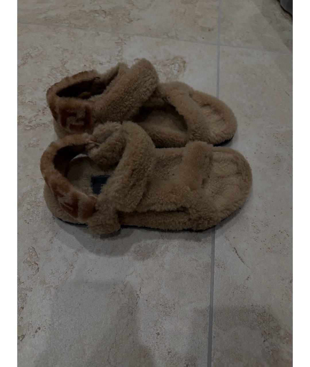 FENDI Коричневые сандалии, фото 4