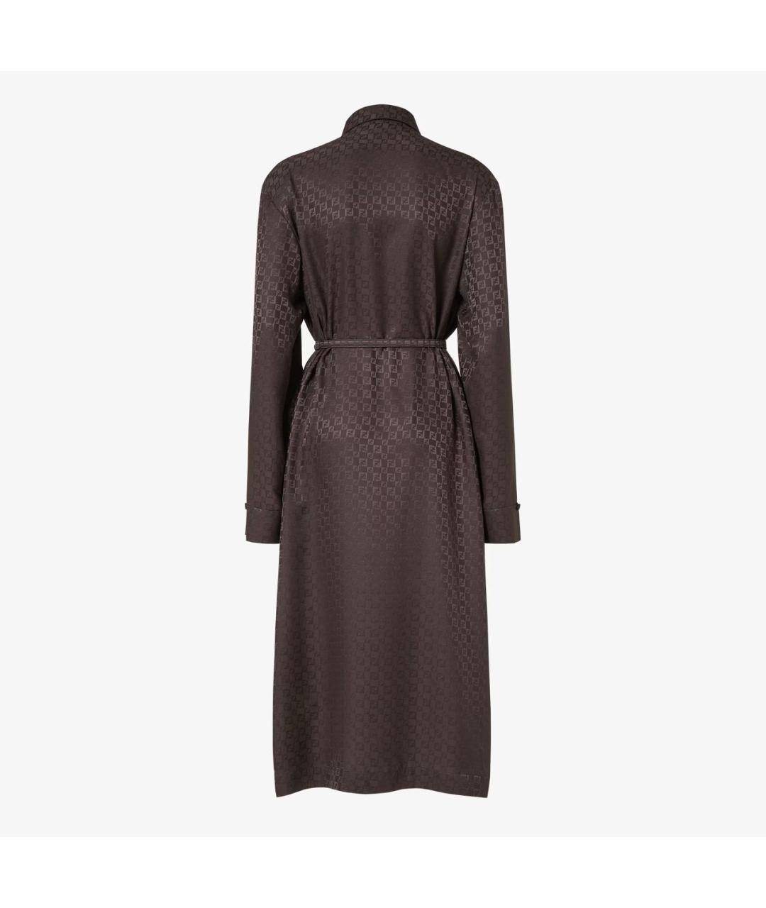 FENDI Коричневое шелковое повседневное платье, фото 3