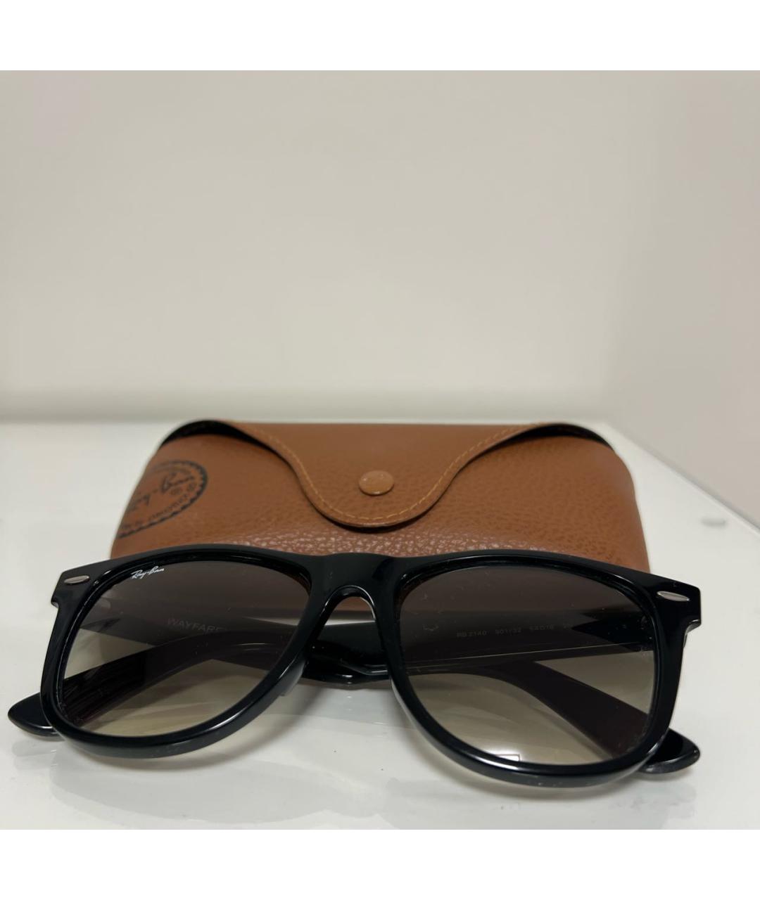 RAY BAN Черные пластиковые солнцезащитные очки, фото 4