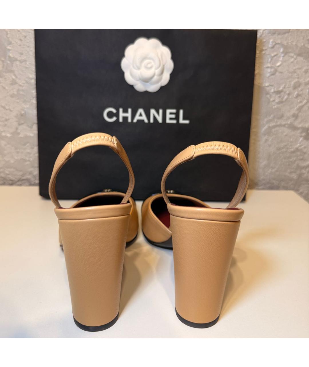 CHANEL Бежевые кожаные туфли, фото 4