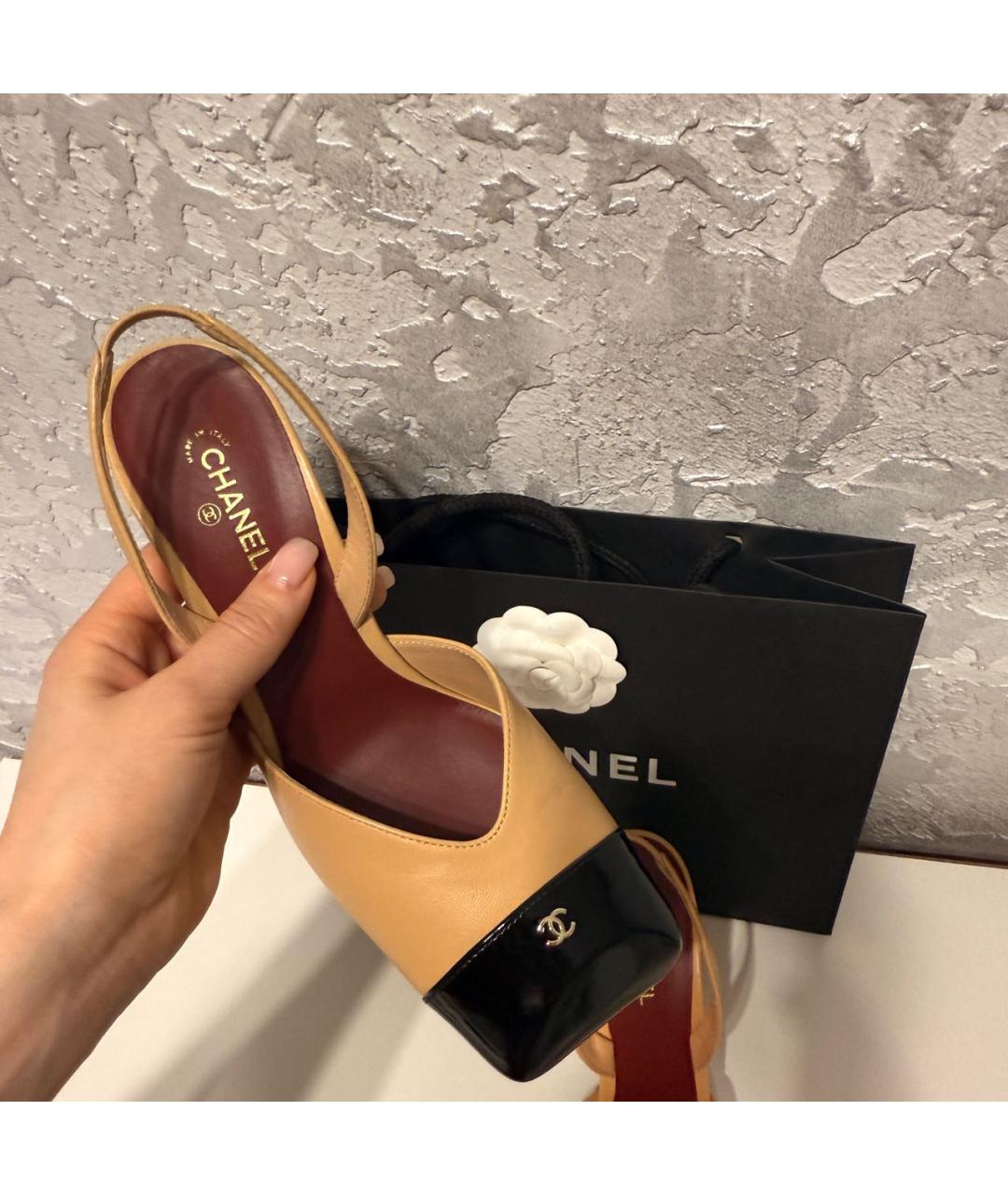 CHANEL Бежевые кожаные туфли, фото 5