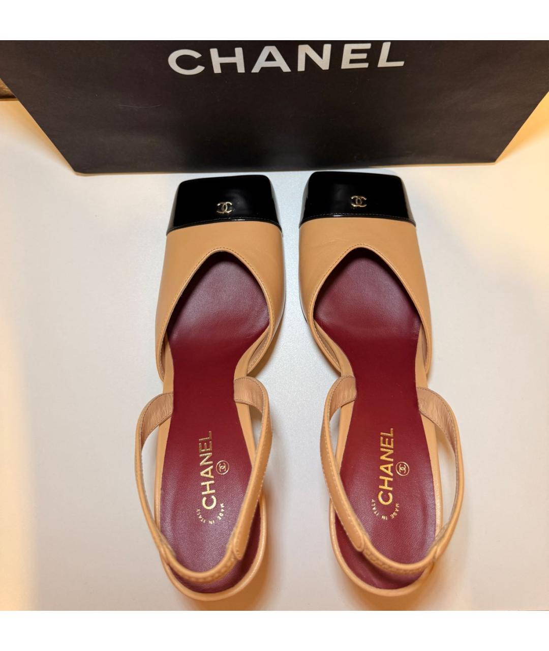 CHANEL Бежевые кожаные туфли, фото 3