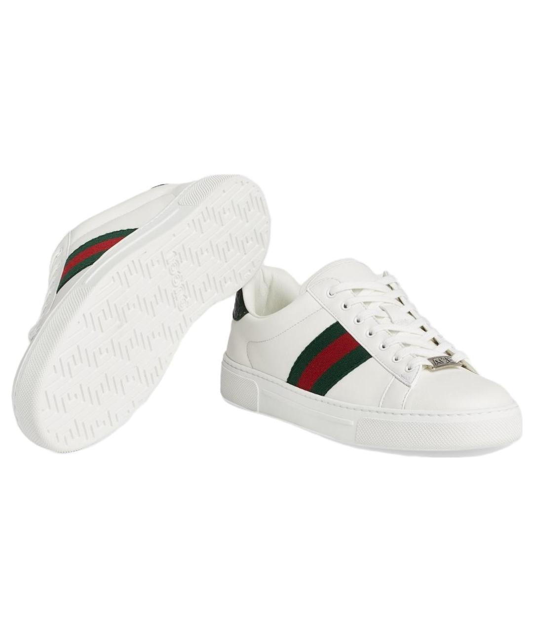 GUCCI Белые кожаные кроссовки, фото 5