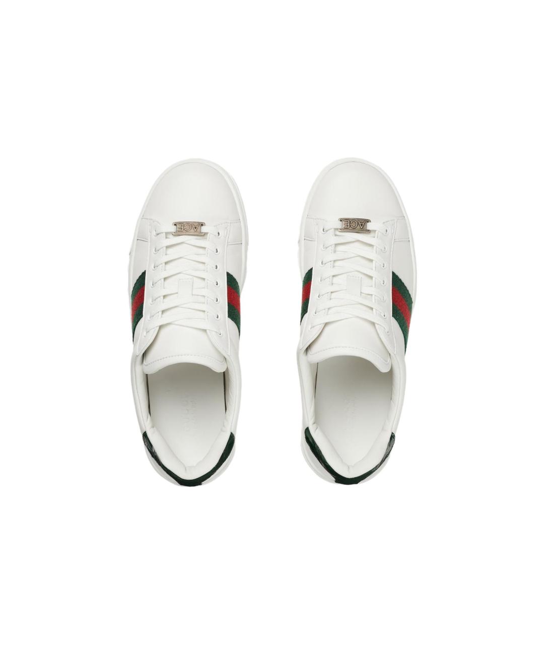 GUCCI Белые кожаные кроссовки, фото 3