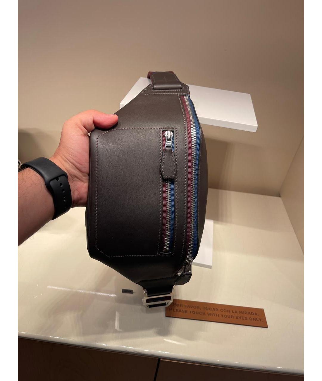 HERMES Коричневая кожаная поясная сумка, фото 3