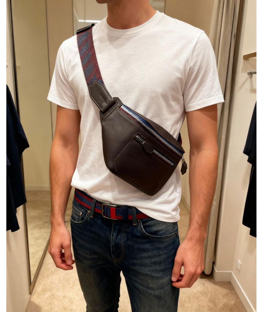 HERMES Коричневая кожаная поясная сумка, фото 5