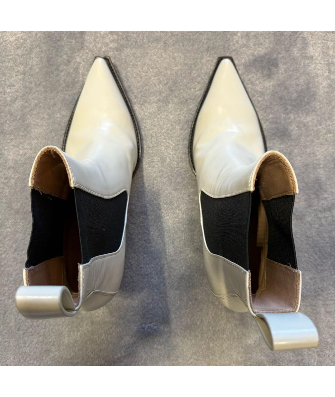 BOTTEGA VENETA Белые кожаные полусапоги, фото 3