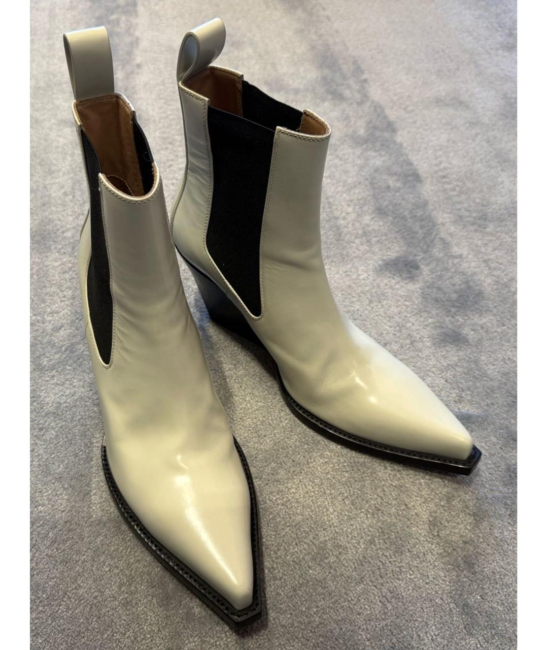 BOTTEGA VENETA Белые кожаные полусапоги, фото 6