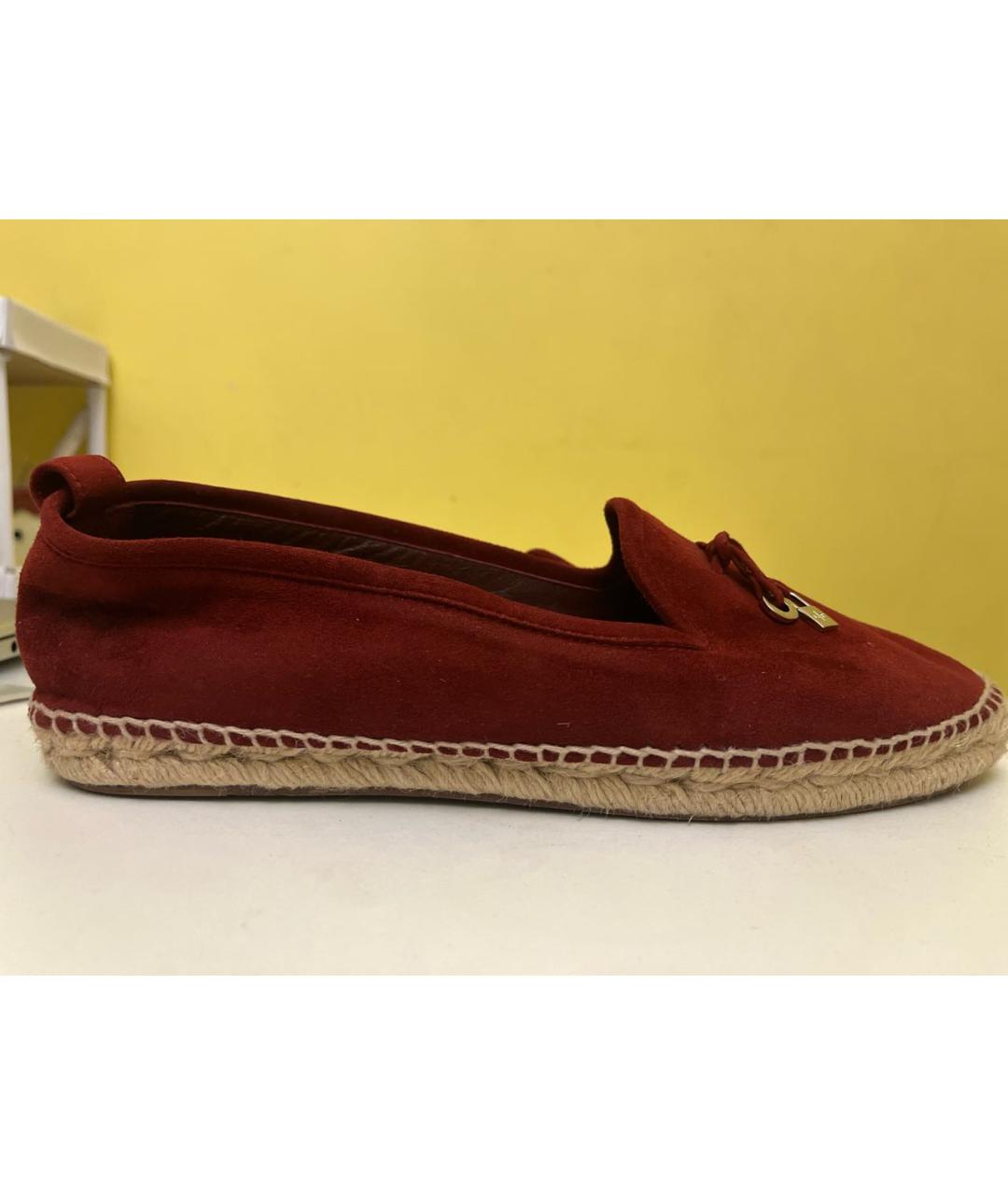LORO PIANA Бордовые замшевые эспадрильи, фото 9