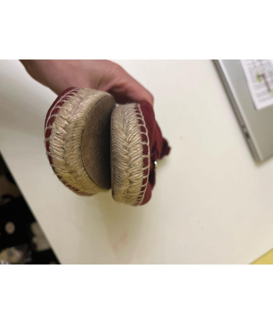 LORO PIANA Бордовые замшевые эспадрильи, фото 8