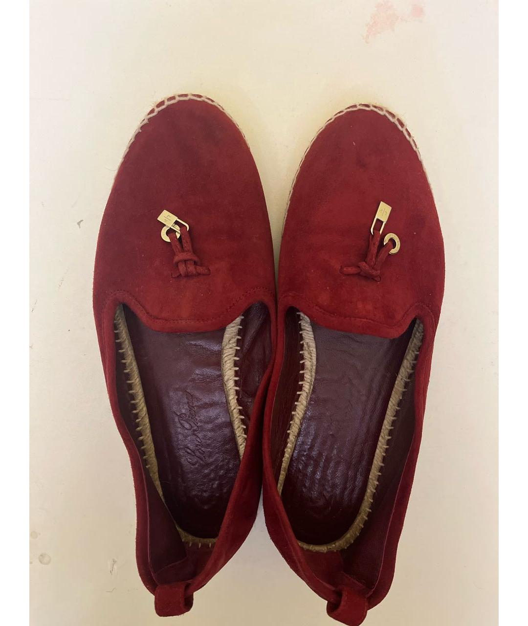 LORO PIANA Бордовые замшевые эспадрильи, фото 3