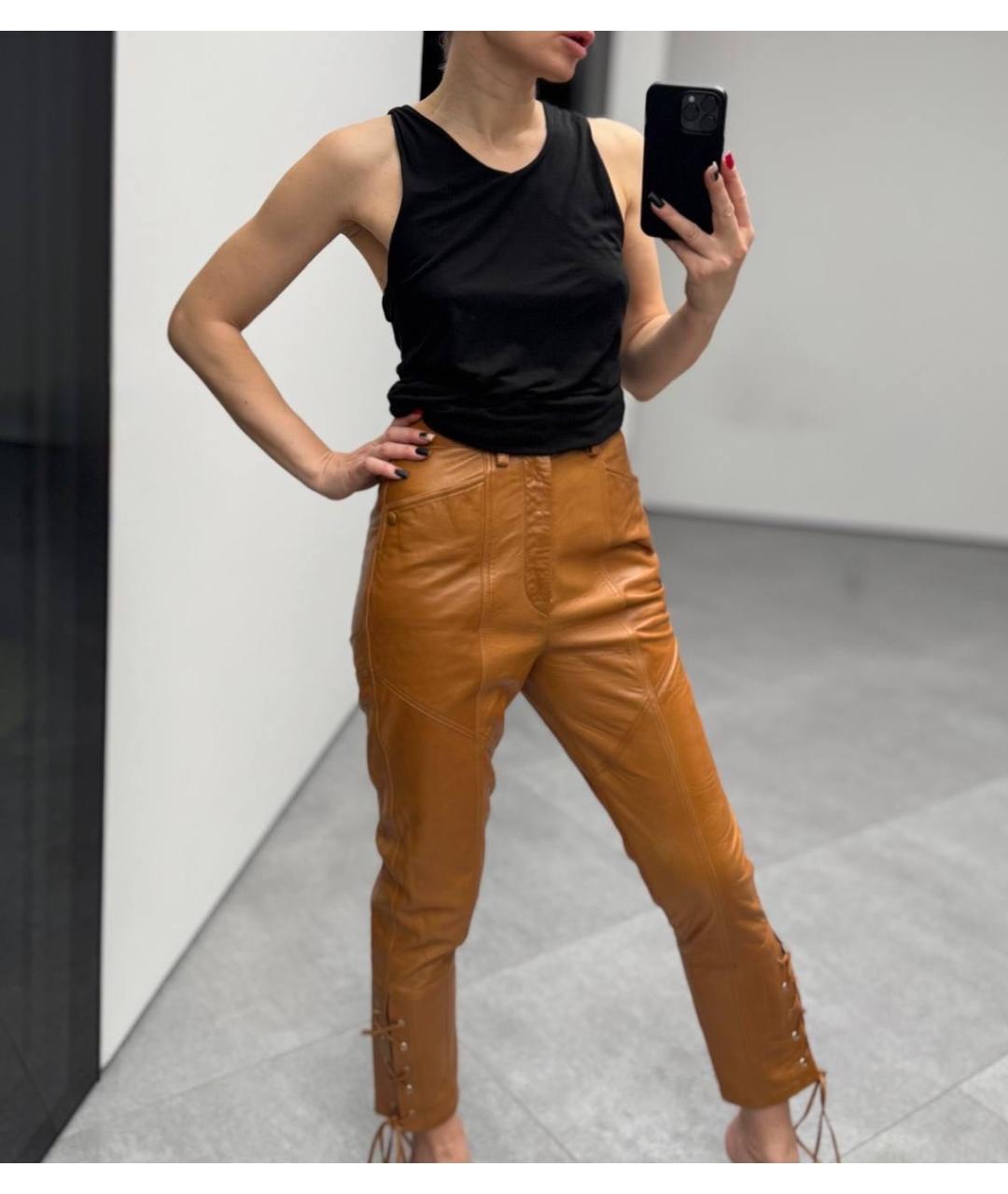 ISABEL MARANT Коричневые кожаные брюки узкие, фото 6