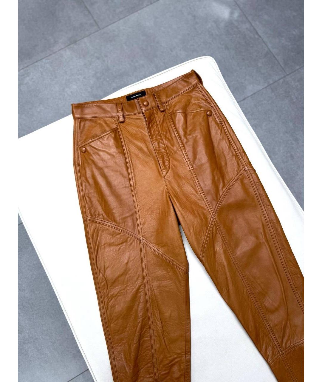 ISABEL MARANT Коричневые кожаные брюки узкие, фото 4