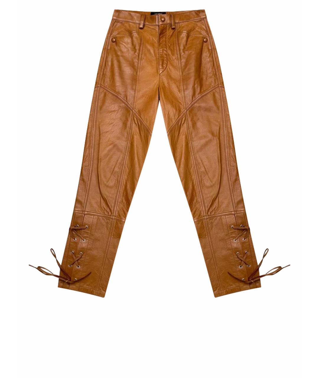 ISABEL MARANT Коричневые кожаные брюки узкие, фото 1