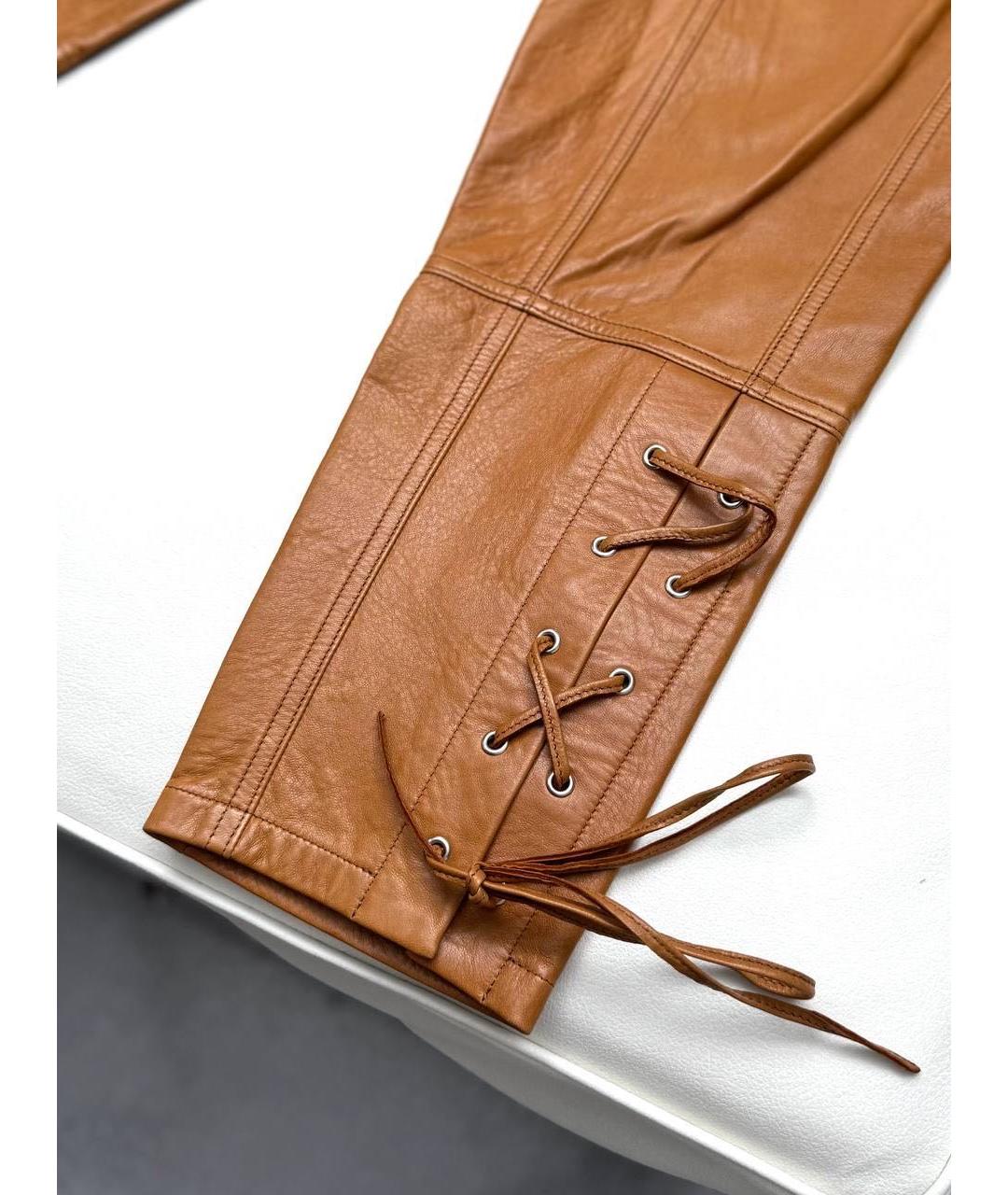 ISABEL MARANT Коричневые кожаные брюки узкие, фото 5