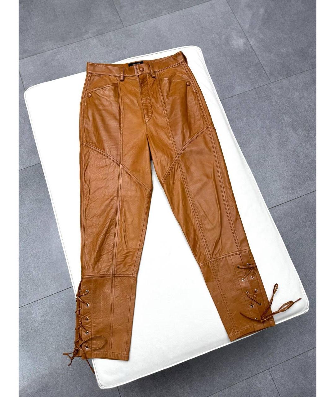 ISABEL MARANT Коричневые кожаные брюки узкие, фото 7