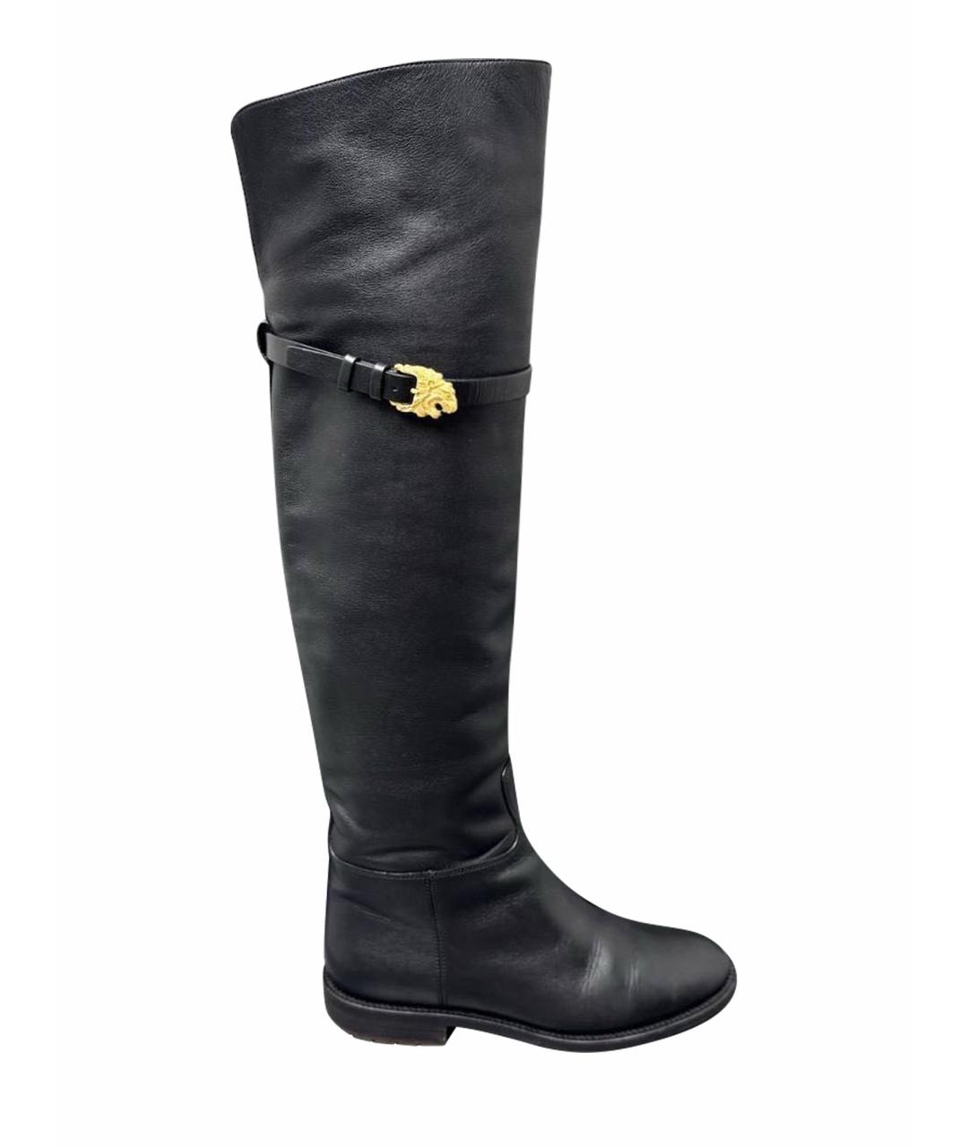 VALENTINO Черные кожаные сапоги, фото 1