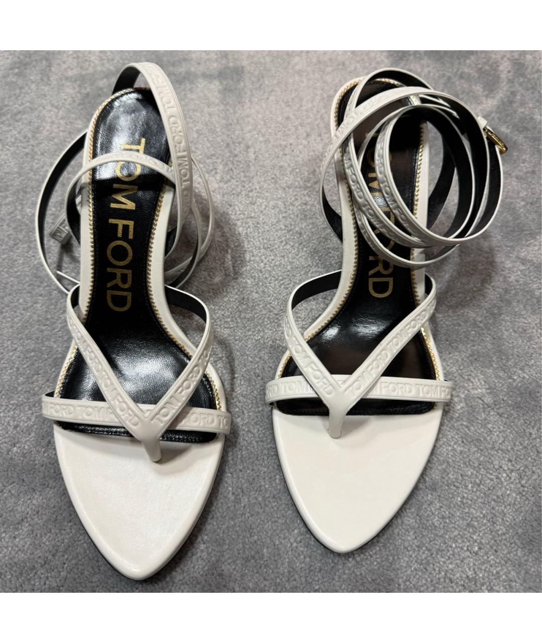 TOM FORD Белые кожаные босоножки, фото 2