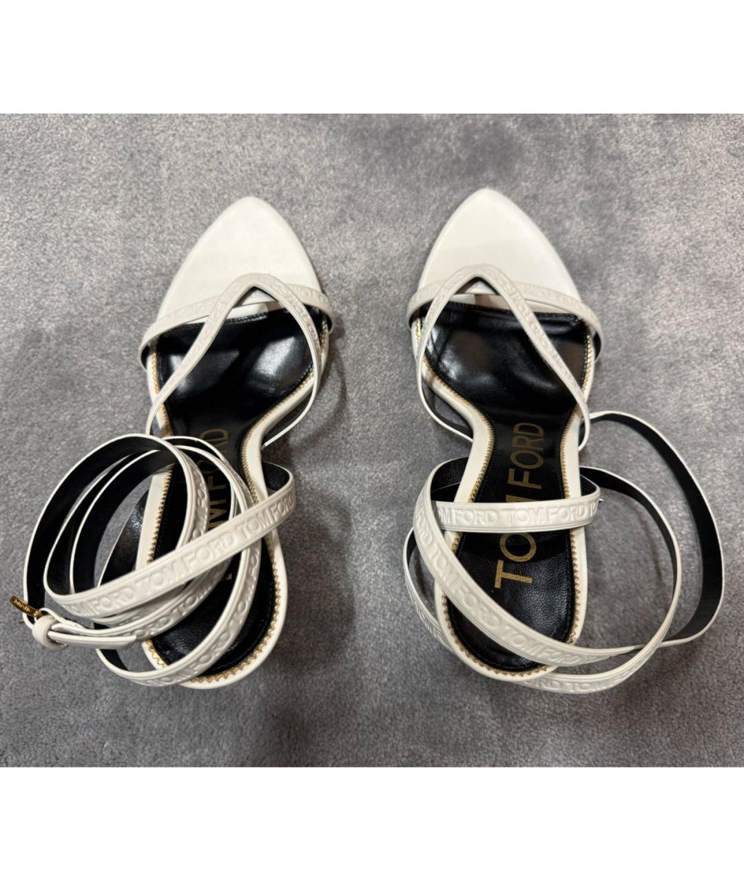 TOM FORD Белые кожаные босоножки, фото 3