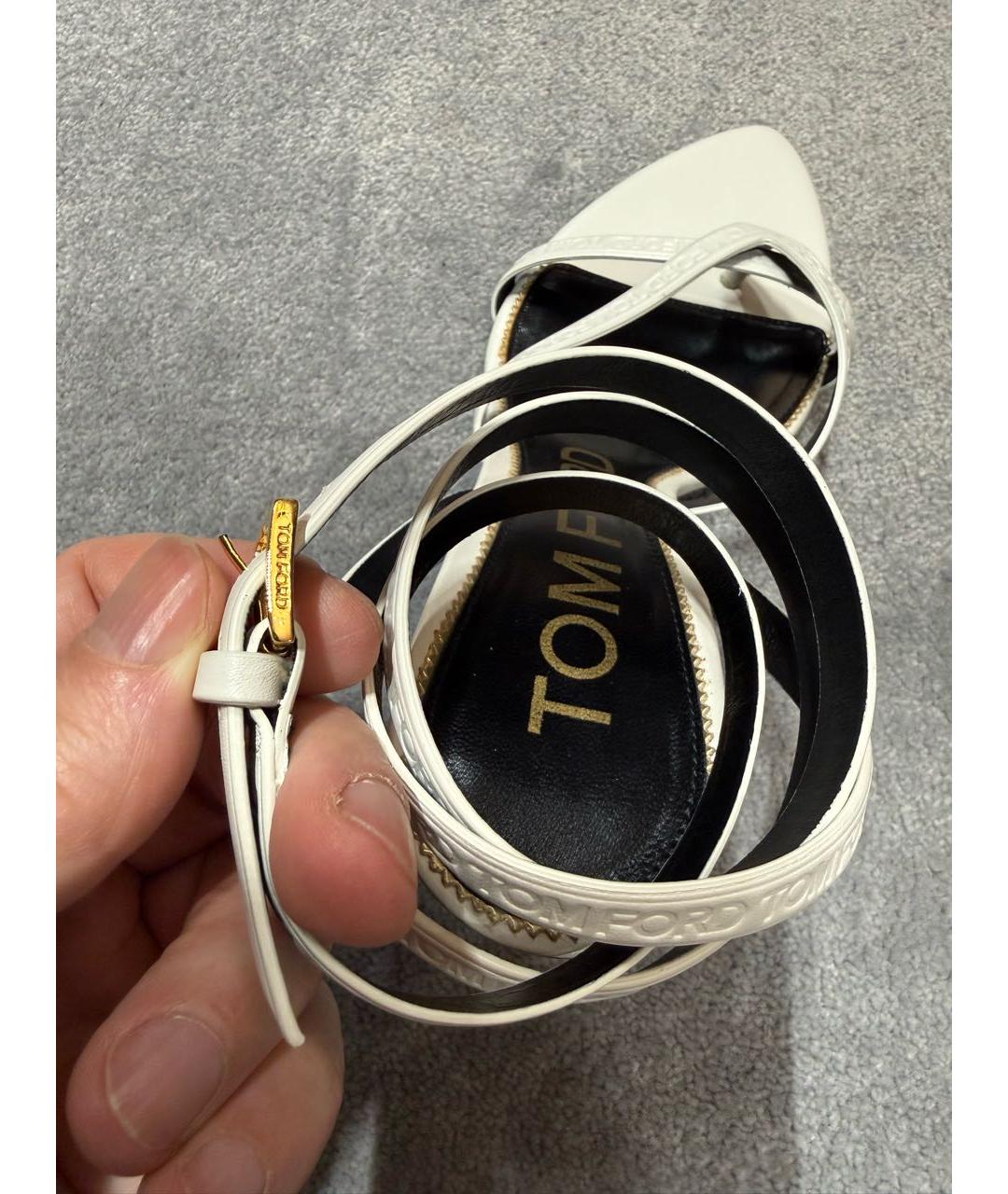 TOM FORD Белые кожаные босоножки, фото 7