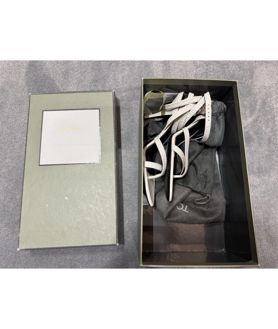 TOM FORD Белые кожаные босоножки, фото 8