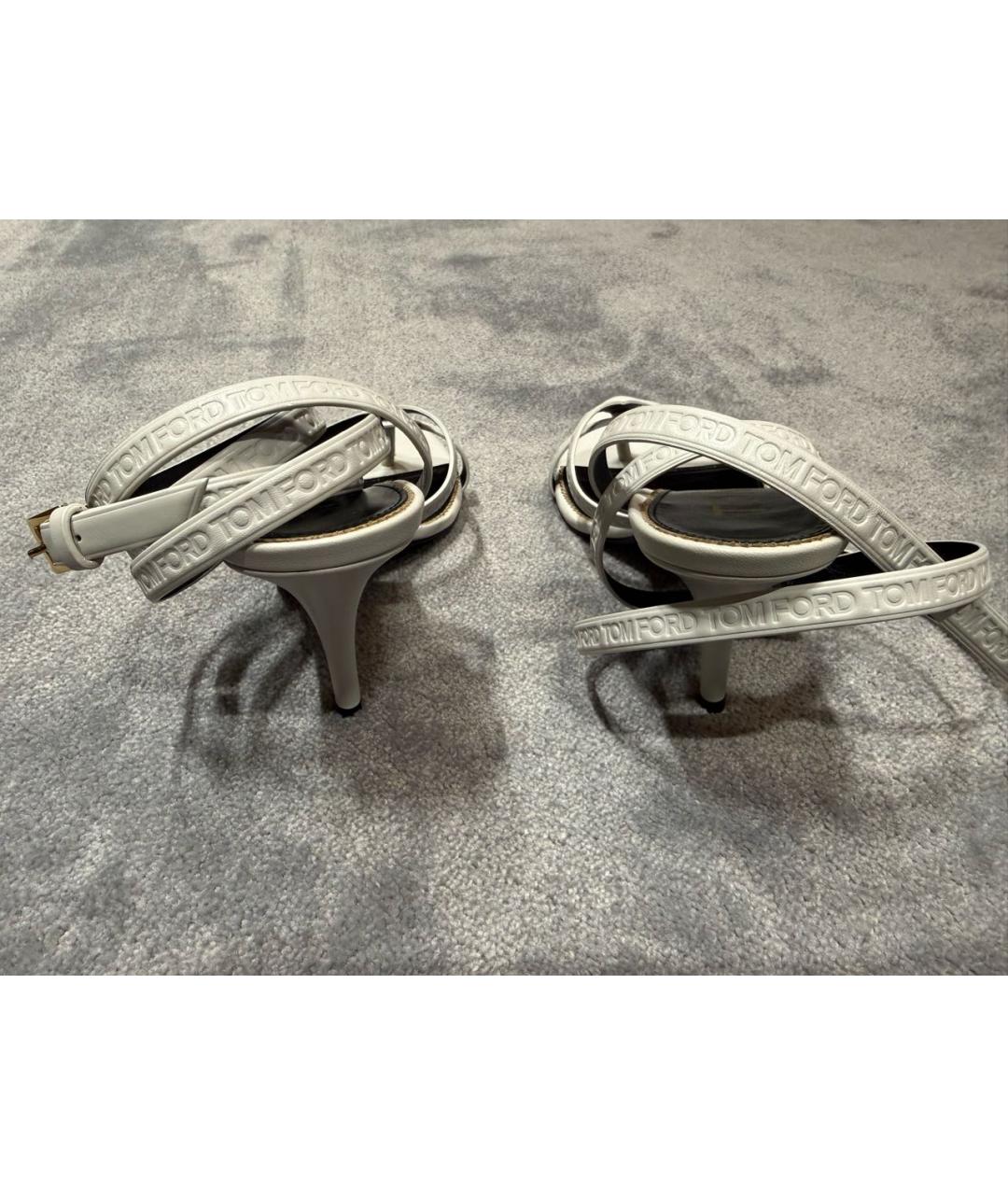 TOM FORD Белые кожаные босоножки, фото 4