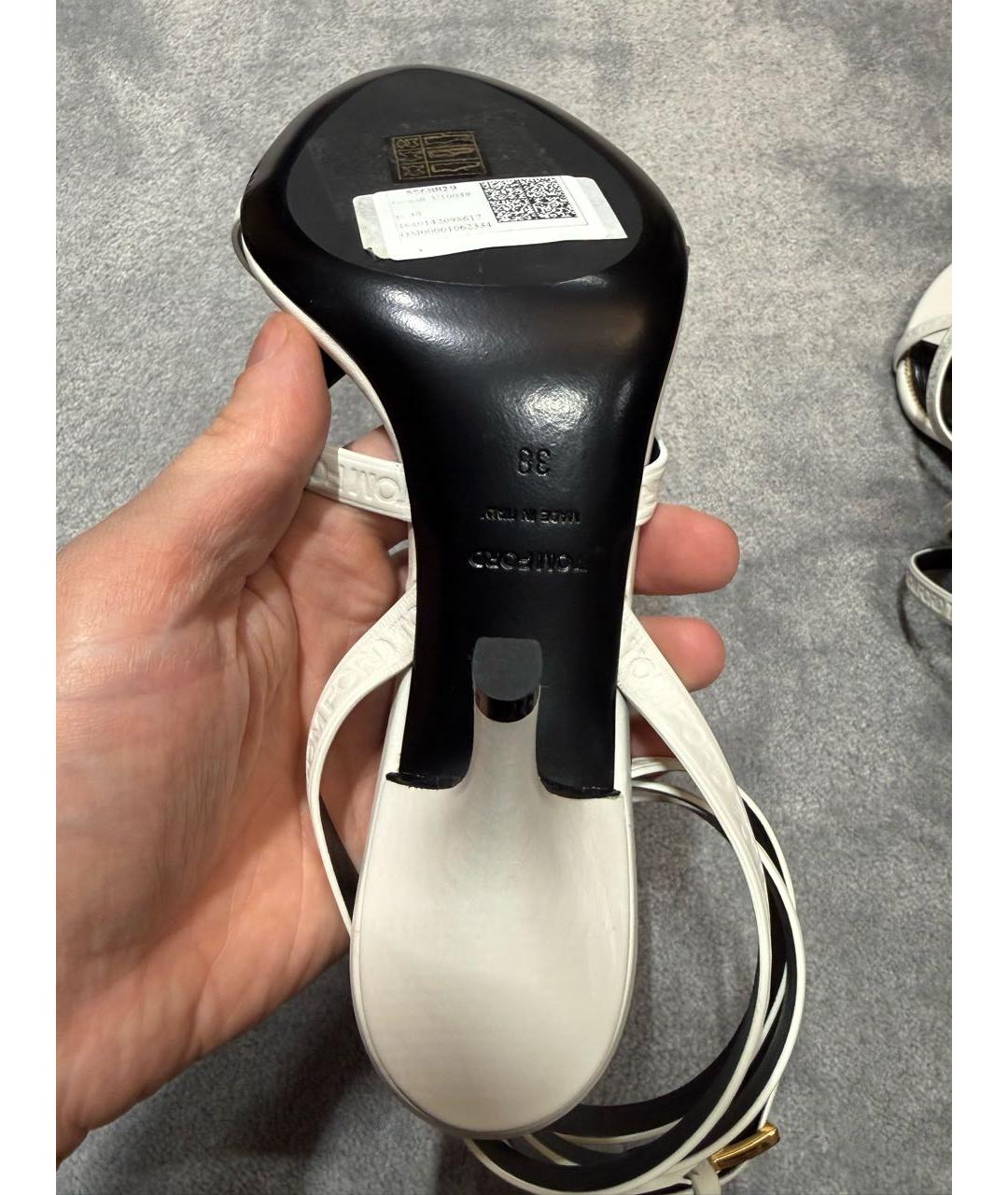 TOM FORD Белые кожаные босоножки, фото 5