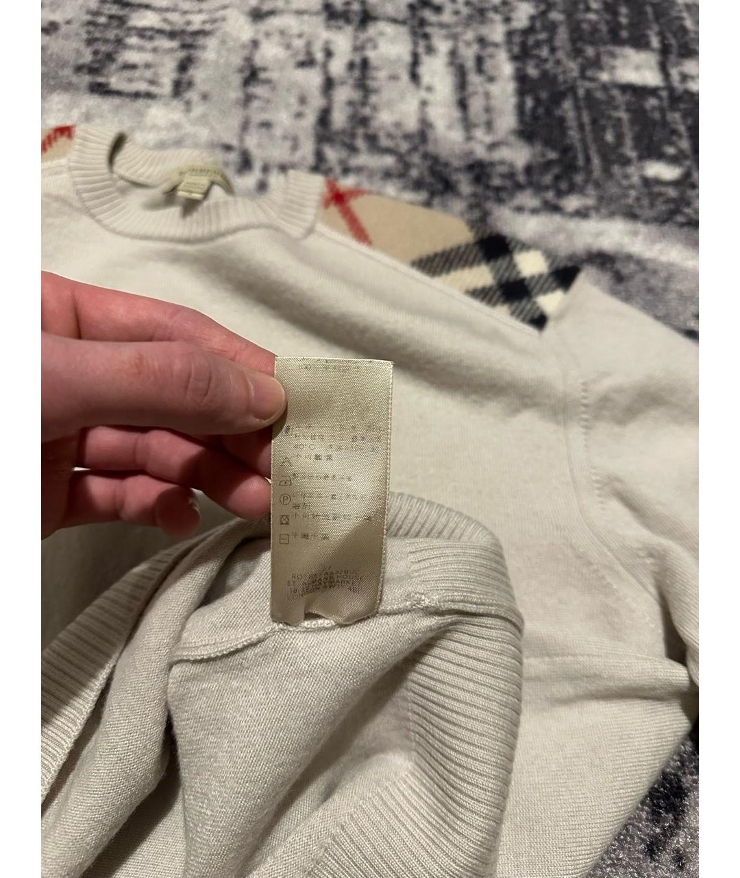 BURBERRY Бежевый шерстяной джемпер / свитер, фото 5