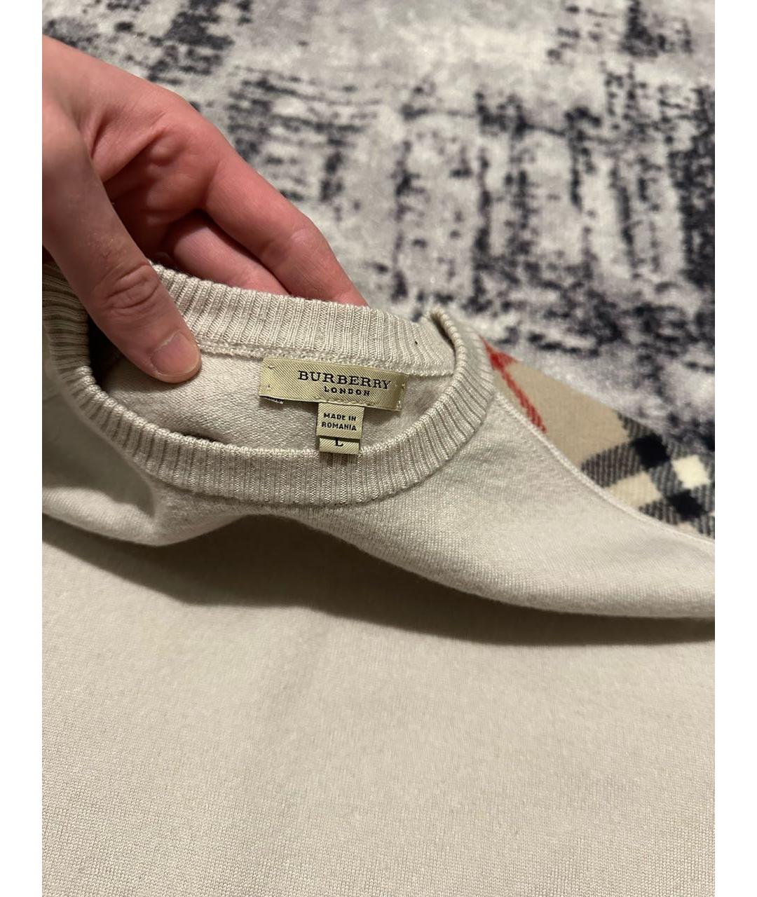 BURBERRY Бежевый шерстяной джемпер / свитер, фото 3