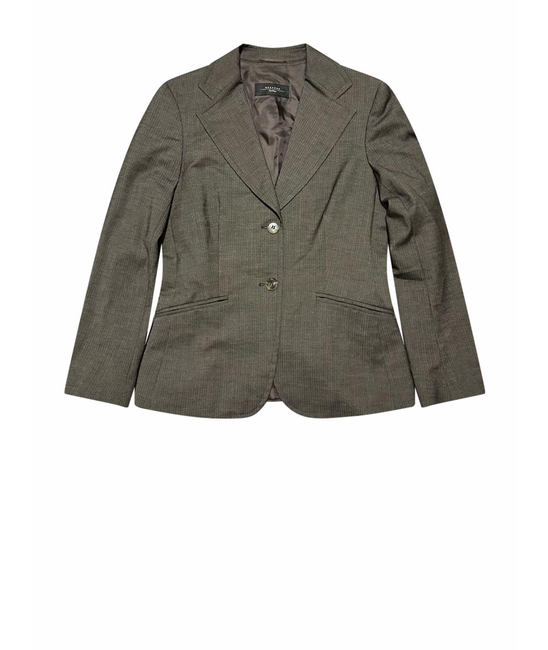 WEEKEND MAX MARA Антрацитовый шерстяной жакет/пиджак, фото 1