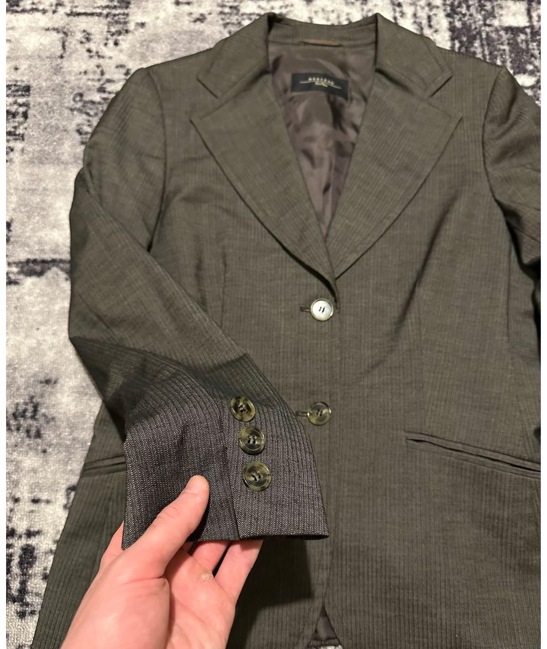 WEEKEND MAX MARA Антрацитовый шерстяной жакет/пиджак, фото 4