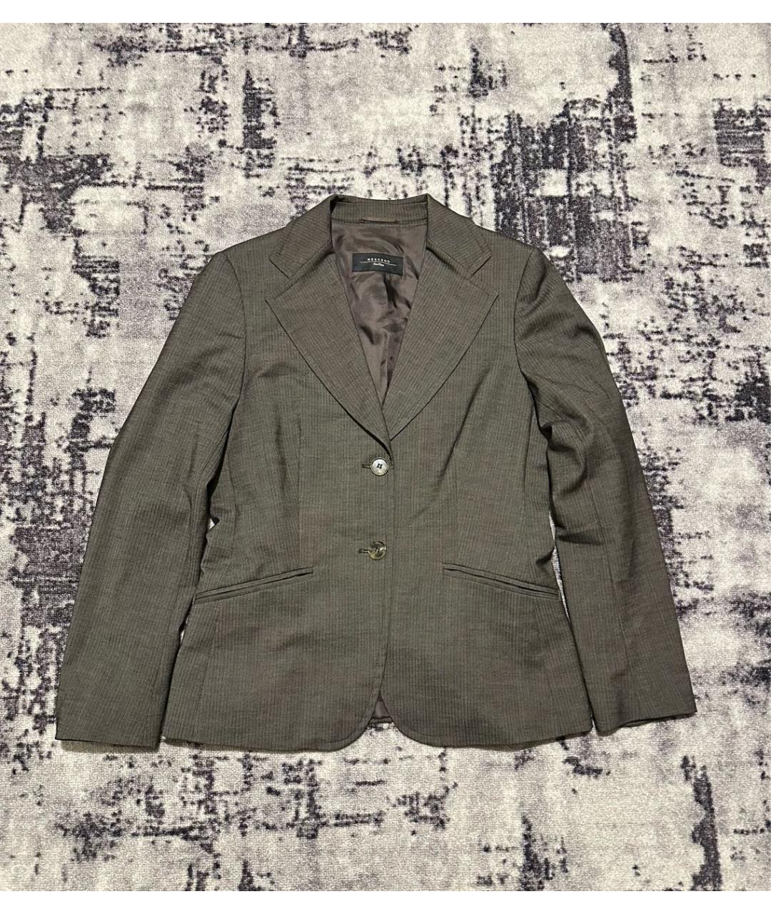 WEEKEND MAX MARA Антрацитовый шерстяной жакет/пиджак, фото 9