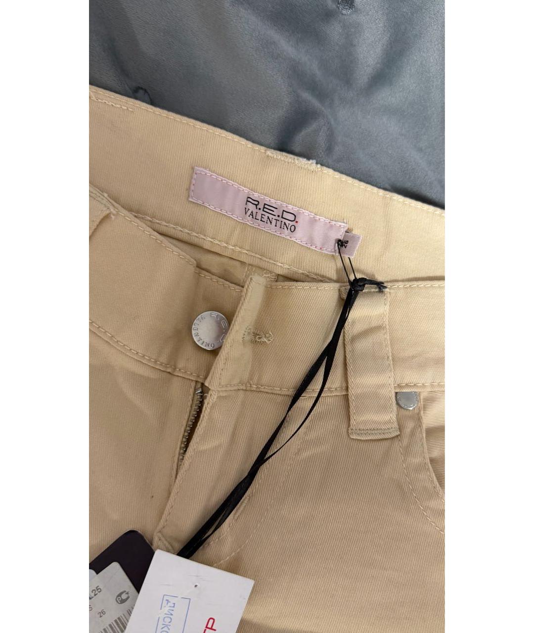 RED VALENTINO Бежевые хлопковые джинсы клеш, фото 3