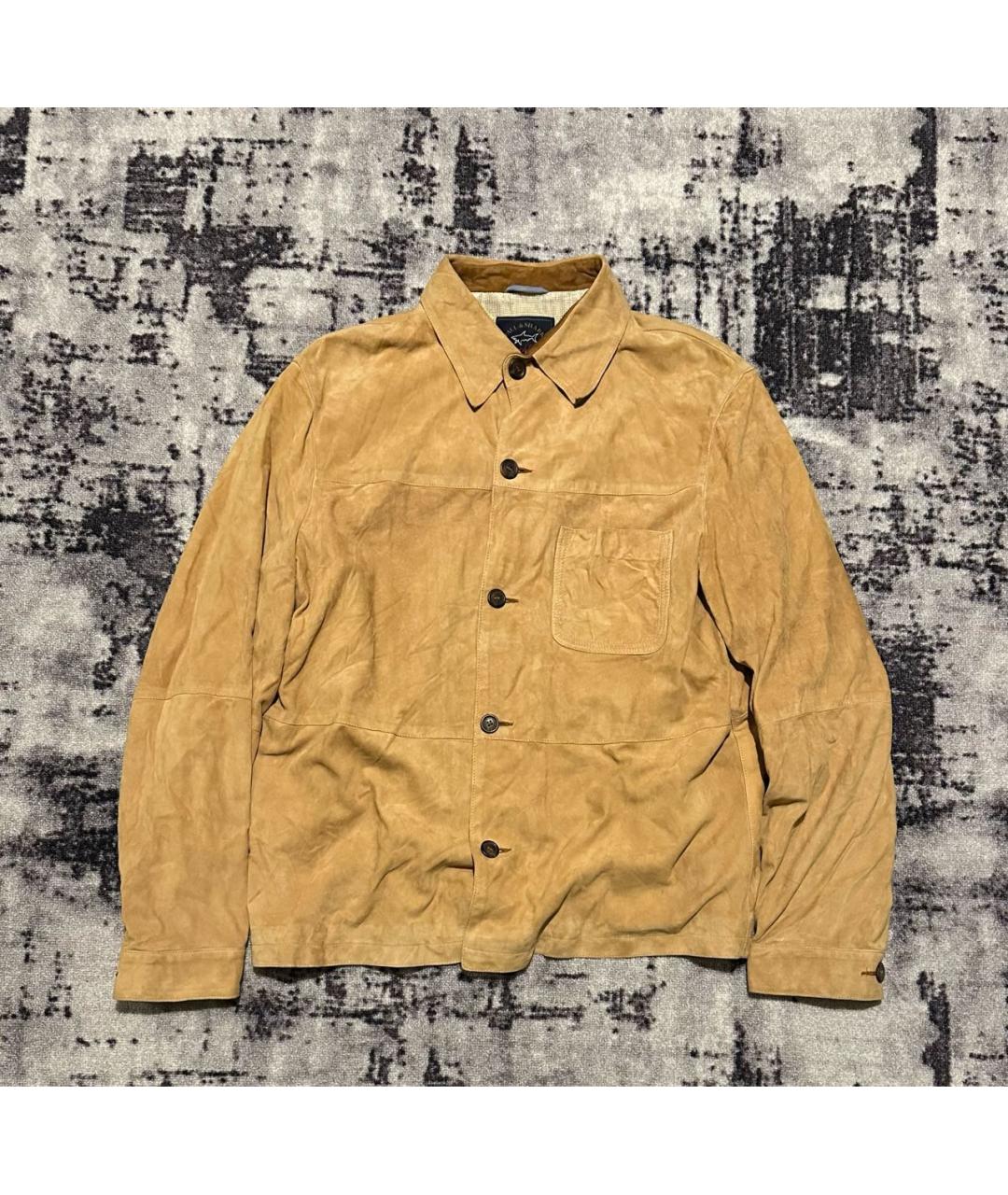 PAUL & SHARK Горчичная кожаная куртка, фото 9
