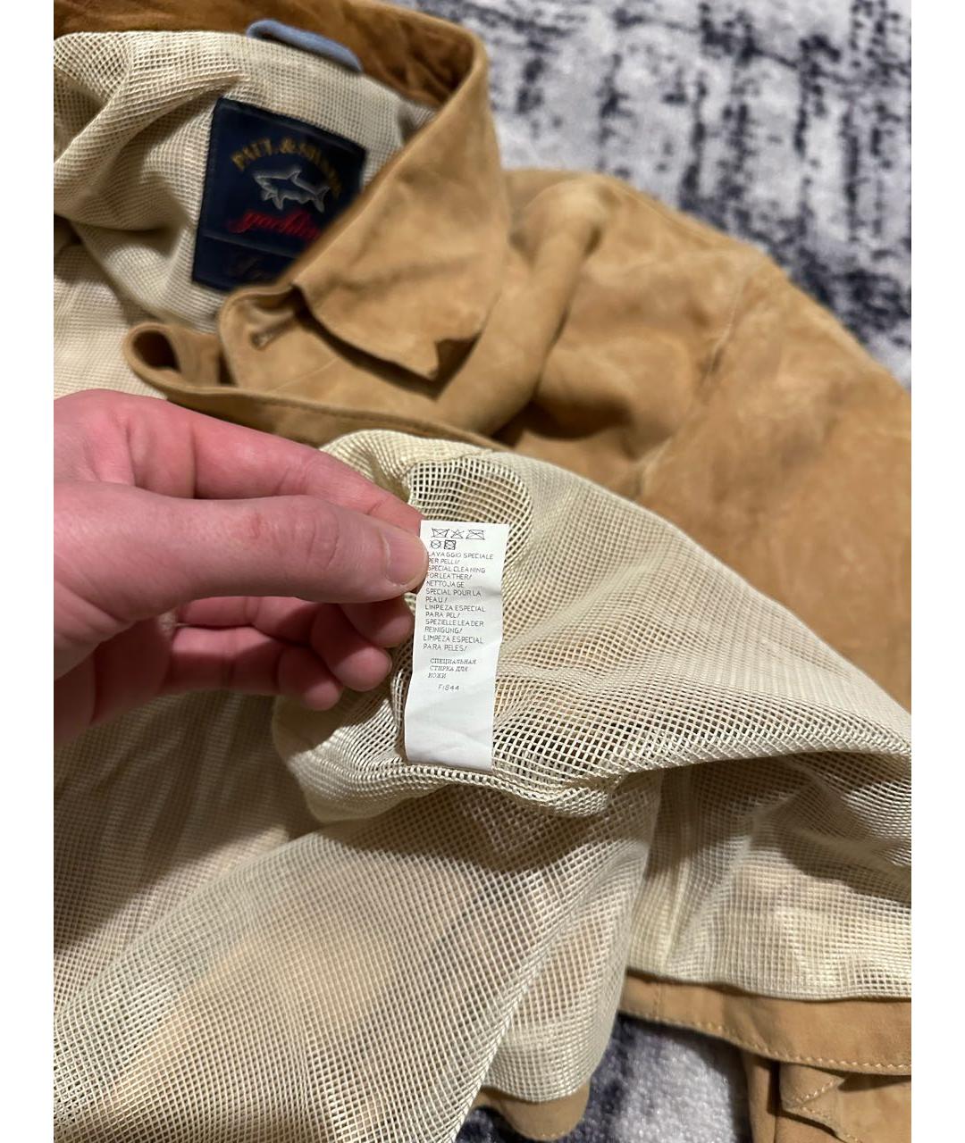 PAUL & SHARK Горчичная кожаная куртка, фото 8