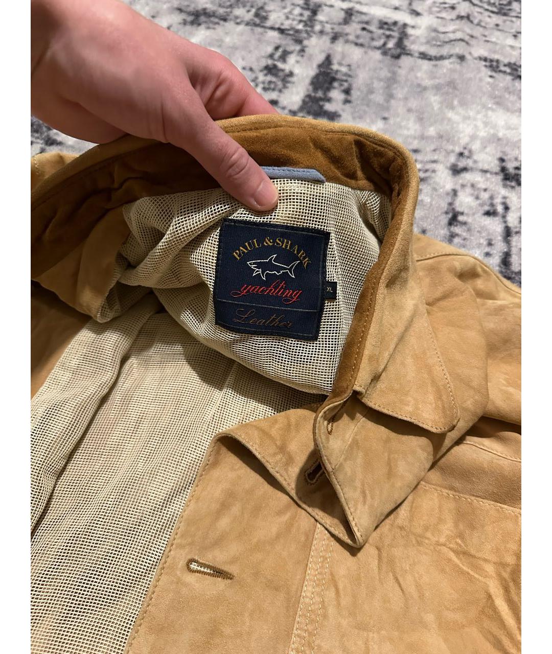 PAUL & SHARK Горчичная кожаная куртка, фото 6