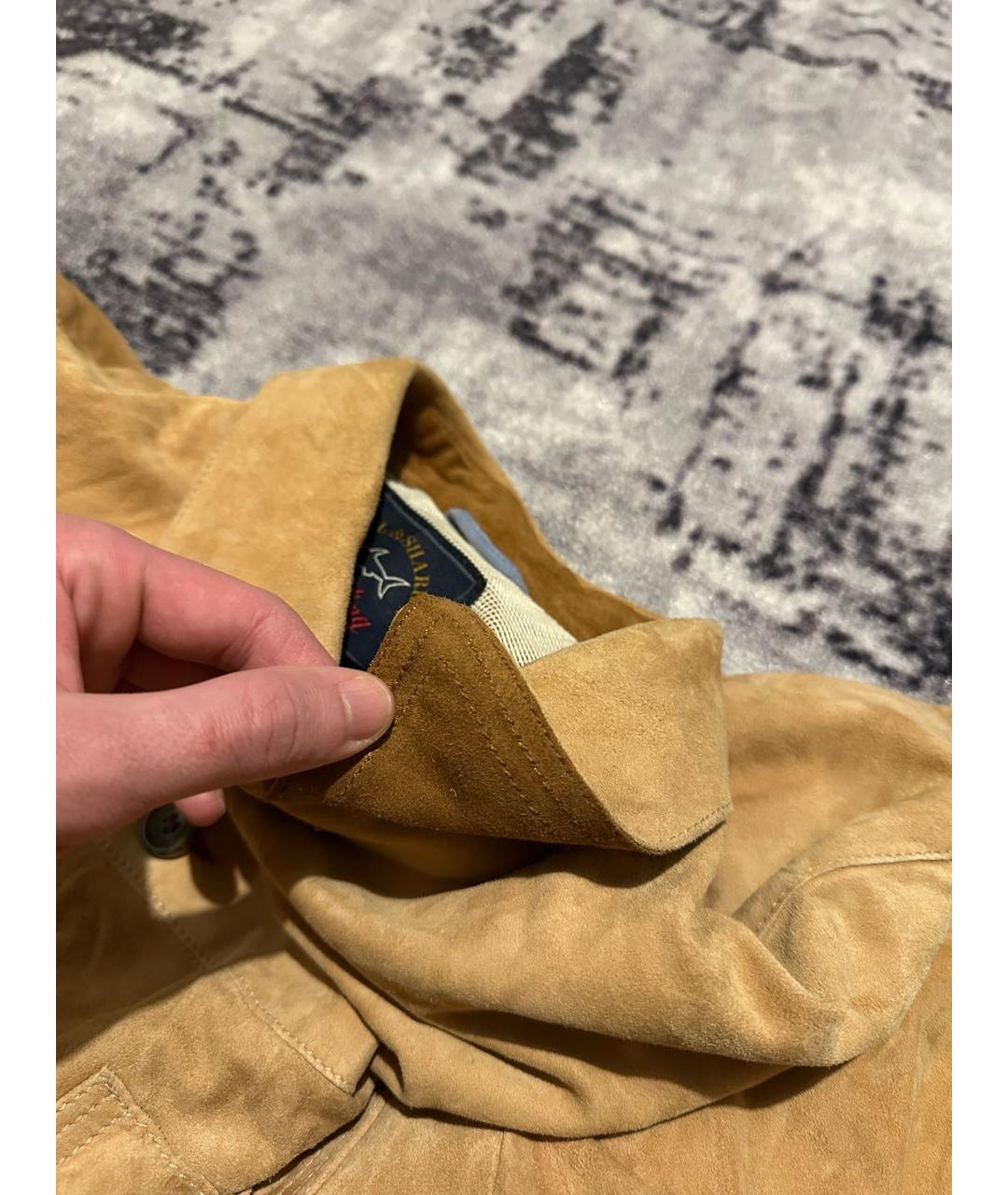 PAUL & SHARK Горчичная кожаная куртка, фото 4