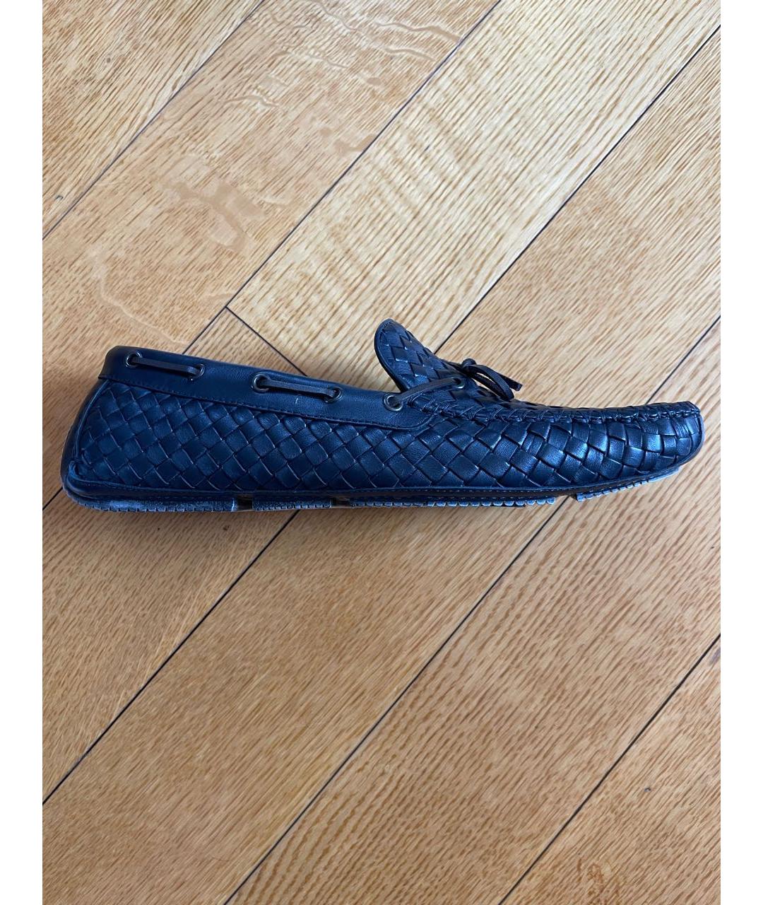 BOTTEGA VENETA Темно-синие кожаные мокасины, фото 9