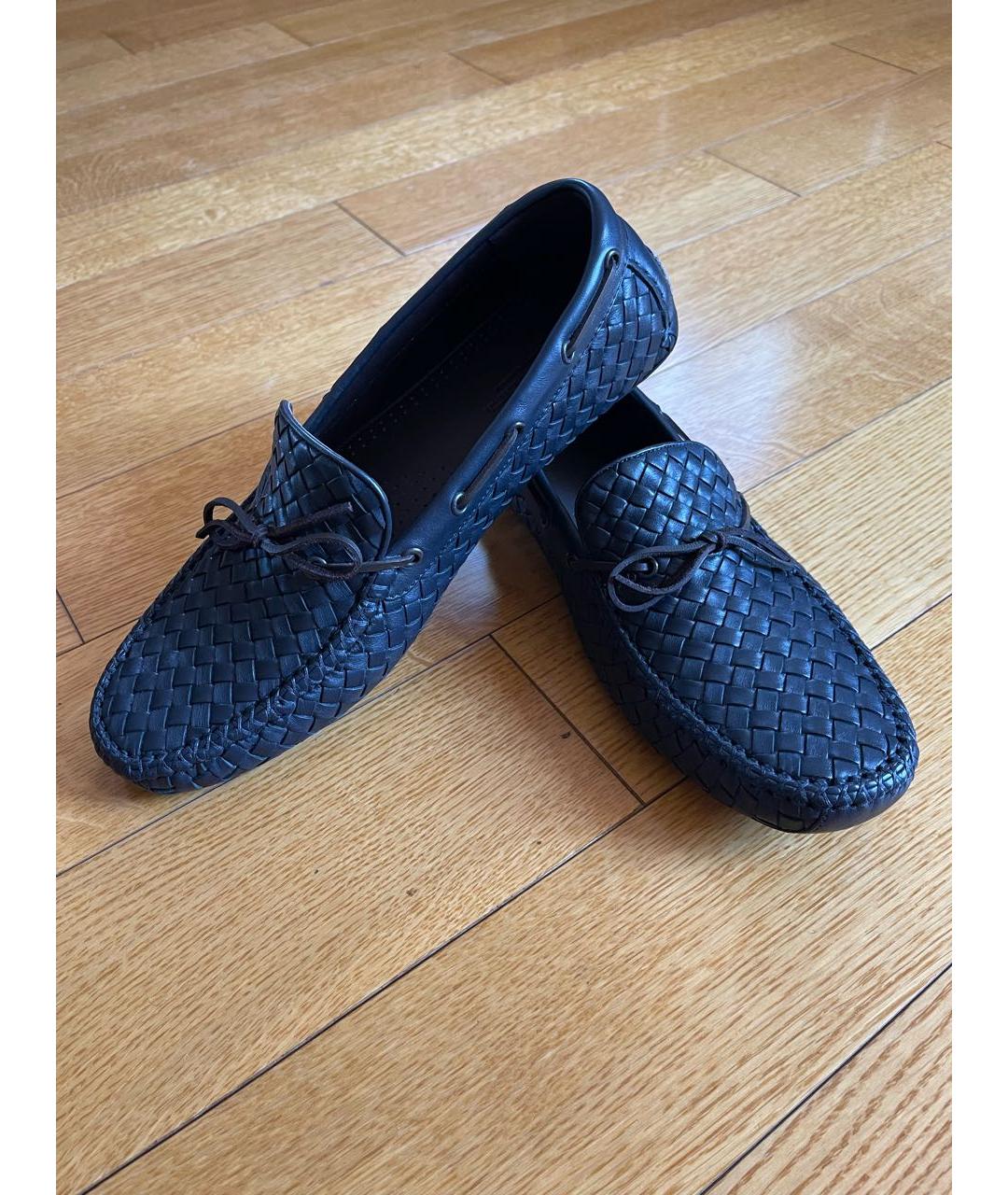 BOTTEGA VENETA Темно-синие кожаные мокасины, фото 5