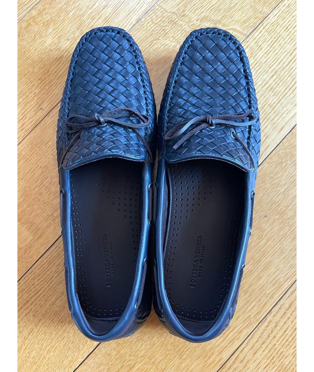 BOTTEGA VENETA Темно-синие кожаные мокасины, фото 3
