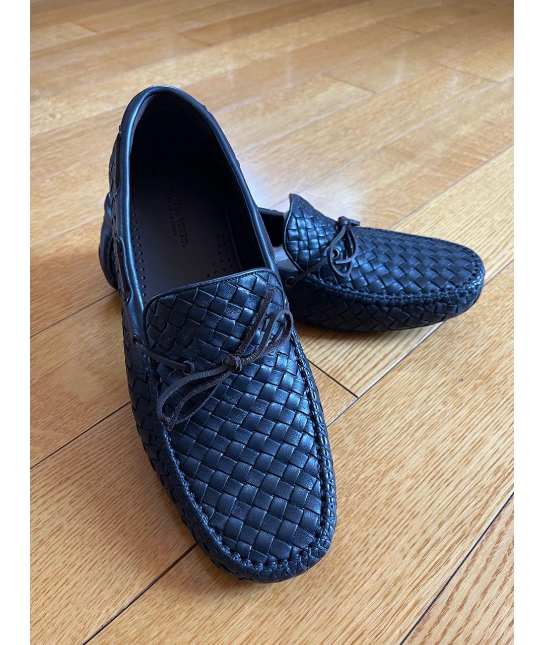 BOTTEGA VENETA Темно-синие кожаные мокасины, фото 2