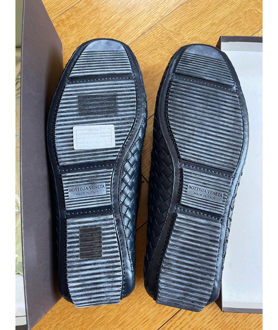BOTTEGA VENETA Темно-синие кожаные мокасины, фото 7