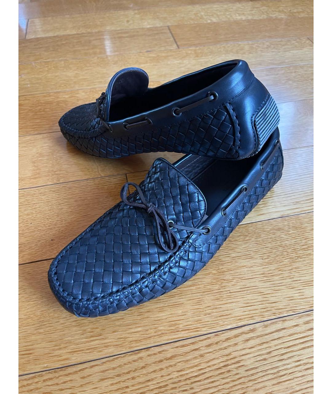 BOTTEGA VENETA Темно-синие кожаные мокасины, фото 6