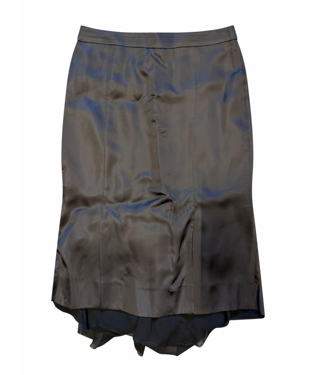 TOM FORD Черная шелковая юбка миди, фото 1