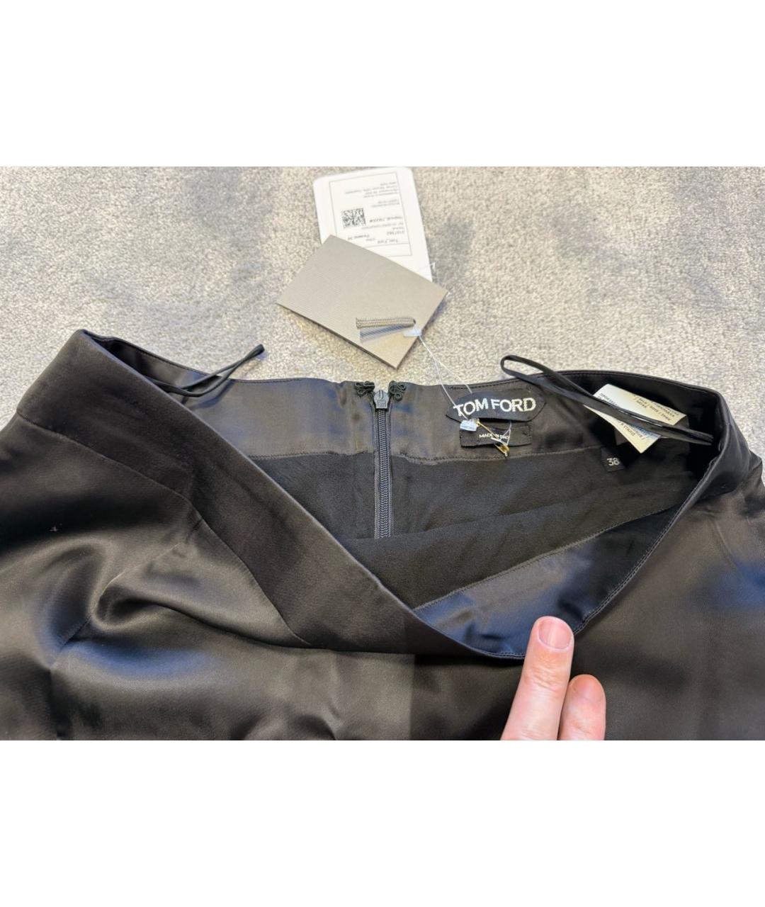 TOM FORD Черная шелковая юбка миди, фото 3